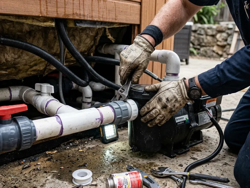 The Plumbing Expert fixing hot tub pipes