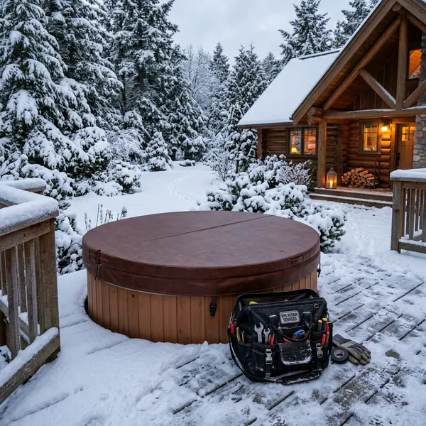 Hot tub repair technician diagnosing outdoor spa equipment in Boise City, ID